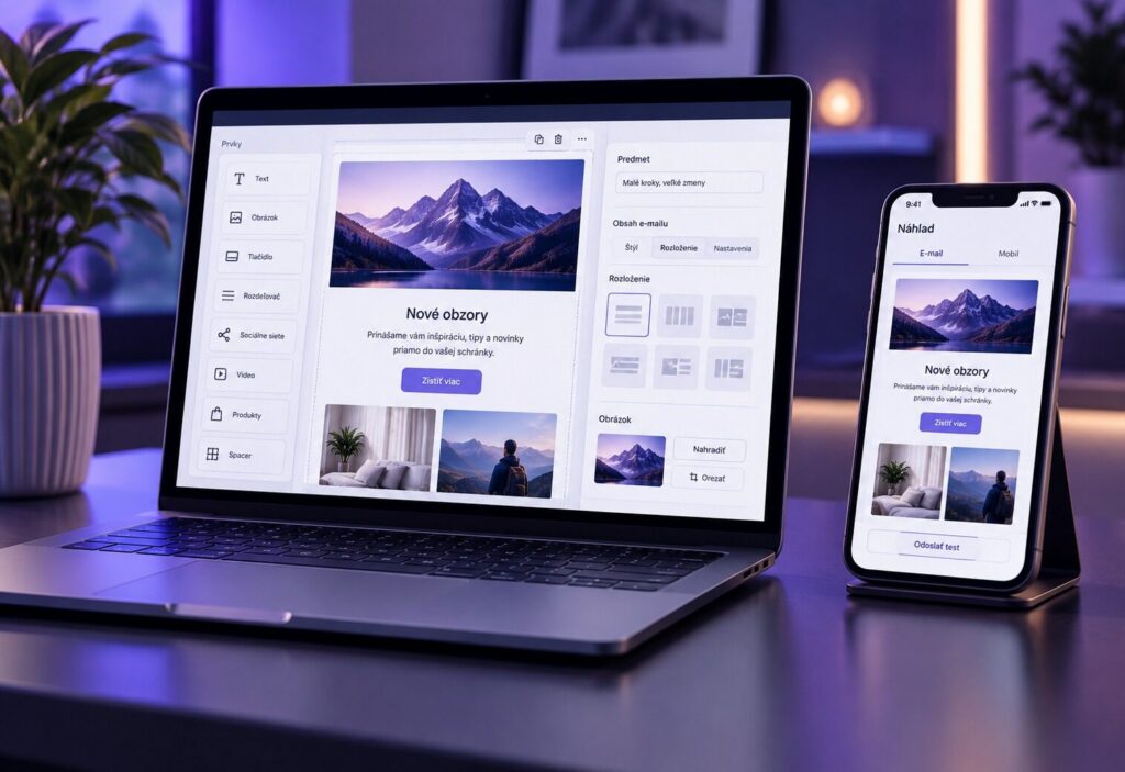 Email marketing – newsletter na notebooku a telefóne